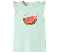 vidaXL Maglietta da bambina Maniche volant Verde tenue 128