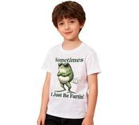 Maglietta da bambino a maniche corte per bambini, casual, leggera e resistente, comfort per il tempo libero, traspirante, igroscopico, vestibilità standard, bianco, 3-4 anni