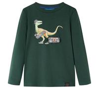 vidaXL Maglietta da Bambino a Maniche Lunghe Verde Scuro 116