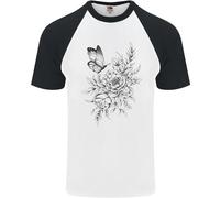 Maglietta Da Baseball A Maniche Corte Per Uomo Con Farfalle E Fiori