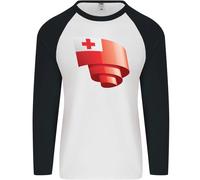 Maglietta Da Baseball A Maniche Lunghe Uomo Con Bandiera Tongan Curva