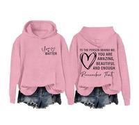 Maglietta da baseball da donna To The Person Behind Me Dear Person Behind Me You Are Amazing Enough Maglione a righe unisex con cappuccio, rosa, 3XL