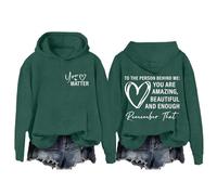 Maglietta da baseball da donna To The Person Behind Me Dear Person Behind Me You Are Amazing Enough Maglione a righe unisex con cappuccio, Verde, M