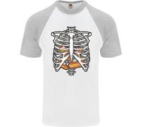 Maglietta Da Baseball S/S Divertente Con Torta Dentro Un Torso Di Scheletro