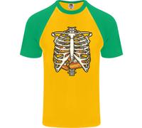 Maglietta Da Baseball S/S Divertente Con Torta Dentro Un Torso Di Scheletro