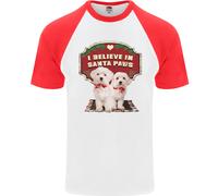 Maglietta Da Baseball S/S Divertente Di Babbo Natale Maltese Di Natale Per Uomo