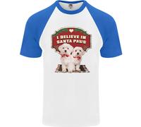 Maglietta Da Baseball S/S Divertente Di Babbo Natale Maltese Di Natale Per Uomo