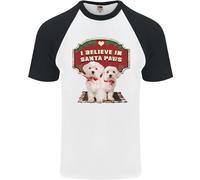 Maglietta Da Baseball S/S Divertente Di Babbo Natale Maltese Di Natale Per Uomo