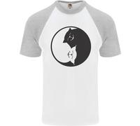 Maglietta Da Baseball S/S Divertente Per Amanti Dei Gatti Yin Yang