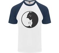 Maglietta Da Baseball S/S Divertente Per Amanti Dei Gatti Yin Yang
