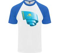 Maglietta Da Baseball S/S Per Uomo Con Bandiera Del Kazakistan Curva Kazakh Day
