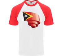 Maglietta Da Baseball S/S Per Uomo Con Bandiera Del Timor Est Curva