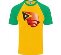 Maglietta Da Baseball S/S Per Uomo Con Bandiera Del Timor Est Curva