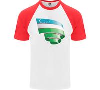 Maglietta Da Baseball S/S Per Uomo Con Bandiera Dell'Uzbekistan Curva Ukbek Day