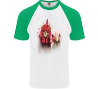 Maglietta Da Baseball S/S Per Uomo Con Due Galline Colorate Acquerello