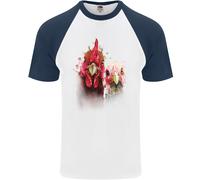 Maglietta Da Baseball S/S Per Uomo Con Due Galline Colorate Acquerello