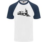 Maglietta Da Baseball S/S Per Uomo Con Locomotiva A Vapore Trainspotting