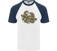Maglietta Da Baseball S/S Per Uomo Con Simbolo Valknut E Corvi Dei Vichinghi
