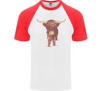 Maglietta Da Baseball S/S Per Uomo Highland Cattle Cow Scozzese Di Scozia