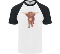 Maglietta Da Baseball S/S Per Uomo Highland Cattle Cow Scozzese Di Scozia