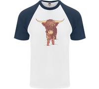 Maglietta Da Baseball S/S Per Uomo Highland Cattle Cow Scozzese Di Scozia
