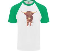 Maglietta Da Baseball S/S Per Uomo Highland Cattle Cow Scozzese Di Scozia