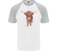 Maglietta Da Baseball S/S Per Uomo Highland Cattle Cow Scozzese Di Scozia