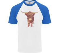 Maglietta Da Baseball S/S Per Uomo Highland Cattle Cow Scozzese Di Scozia