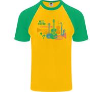 Maglietta Da Baseball S/S Per Uomo Jazz Lover Con Tromba Sassofono Clarinetto