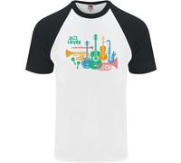 Maglietta Da Baseball S/S Per Uomo Jazz Lover Con Tromba Sassofono Clarinetto