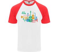 Maglietta Da Baseball S/S Per Uomo Jazz Lover Con Tromba Sassofono Clarinetto