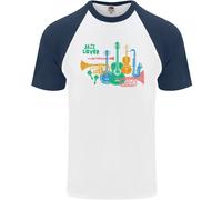 Maglietta Da Baseball S/S Per Uomo Jazz Lover Con Tromba Sassofono Clarinetto