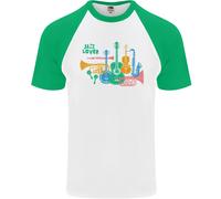 Maglietta Da Baseball S/S Per Uomo Jazz Lover Con Tromba Sassofono Clarinetto