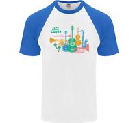 Maglietta Da Baseball S/S Per Uomo Jazz Lover Con Tromba Sassofono Clarinetto