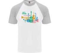 Maglietta Da Baseball S/S Per Uomo Jazz Lover Con Tromba Sassofono Clarinetto