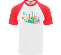 Maglietta Da Baseball S/S Per Uomo Jazz Lover Con Tromba Sassofono Clarinetto
