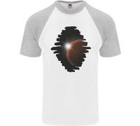 Maglietta Da Baseball S/S Uomo Sole Fiamma Pianeta Spaziale Universo