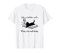 Maglietta da bibita Life Is Better With Cats And Books Maglietta