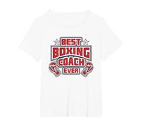 Maglietta da Boxe Best Coach Ever Tee; Regalo Maglietta, Donna Plus-Size, Bianco, 3X