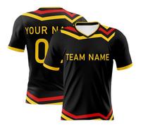 Maglietta da calcio con bandiera della Germania, maglietta per tifosi di calcio della Germania, per uomo/donna/bambini, maglietta personalizzata bianca con nome numero, Nero , L