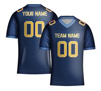 Maglietta da calcio in bianco con stampa su 2 lati, per uomo/donna/giovane, personalizzabile, Blu navy, giallo, S