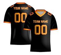 Maglietta da calcio in bianco con stampa su 2 lati, per uomo/donna/giovane, personalizzabile, Nero oro, S