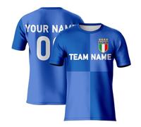 Maglietta da calcio personalizzata Italia, maglietta da uomo, maglietta da calcio per bambini e ragazzi, aggiungi il nome della squadra, maglietta da calcio per tifosi italiani, Blu, 4XL