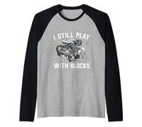 Maglietta da Corsa con Scritta I Still Play with Blocks, Regalo per Uomo di Manutenzione Maglia con Maniche Raglan