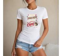 Maglietta da donna 100% cotone, stile casual e divertente, con stampa Non parlarmi prima del caffè e tazza di caffè, perfetta per il tempo libero, le vacanze, l'estate, lo shopping e i viaggi, ideale