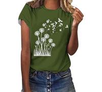 Maglietta da donna a coste, elegante, a maniche corte, girocollo, basic shirt, slim fit, maglietta elasticizzata, casual, estiva, abbigliamento sportivo, da donna, modello vintage, 3-verde., XL