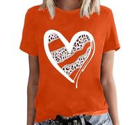 Maglietta da donna a maniche corte, camicia d'amore, top estivi, maglietta da donna, con scollo rotondo, con stampa casual arcobaleno, camicetta da donna combattente per la coscienza del cancro al