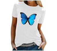 Maglietta da donna a maniche corte, casual, elegante, da donna, bianco, M
