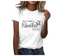 Maglietta da donna a maniche corte con elegante stampa a farfalla, design morbido scollo rotondo per un comfort alla moda, bianco, 3XL