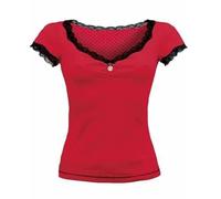 Maglietta da donna a maniche corte con fata grunge Y2k vintage grafica crop top estetica slim fit girocollo t-shirt anni '90 Streetwear, Rosso, M